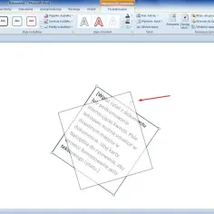 Narzędzia do rysowania w Wordzie pokazują, jak obrócić kartkę w programie. Czerwona strzałka wskazuje uchwyt obrotu.