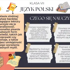 W siódmej klasie poznasz nowe lektury, nauczysz się analizować bohaterów, pisać rozprawki i recenzje.