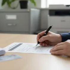 Ręka wypełnia wniosek. Zastanawiasz się, ile się czeka na duplikat świadectwa ukończenia szkoły?