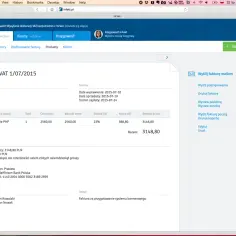Faktura VAT z 2015-07-01. Programowanie PHP za 2560 zł netto, VAT 23% (588,80 zł). Razem 3148,80 zł. Pokazuje jak obliczyć podatek VAT.