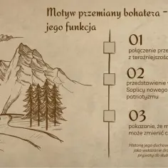 Motyw przemiany Jacka Soplicy: połączenie przeszłości z teraźniejszością, nowy wzór patriotyzmu, miłość do ojczyzny zmienia człowieka.