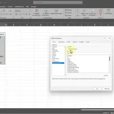 Arkusz kalkulacyjny Excel z listą imion i nazwisk oraz oknem formatowania komórek.