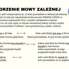 Tworzenie mowy zależnej i niezależnej. Przykłady zmiany czasów w zdaniach. GOOD JOB!