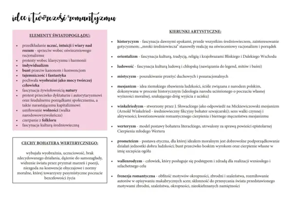Cechy romantyzmu: Kluczowe idee i bohater epoki